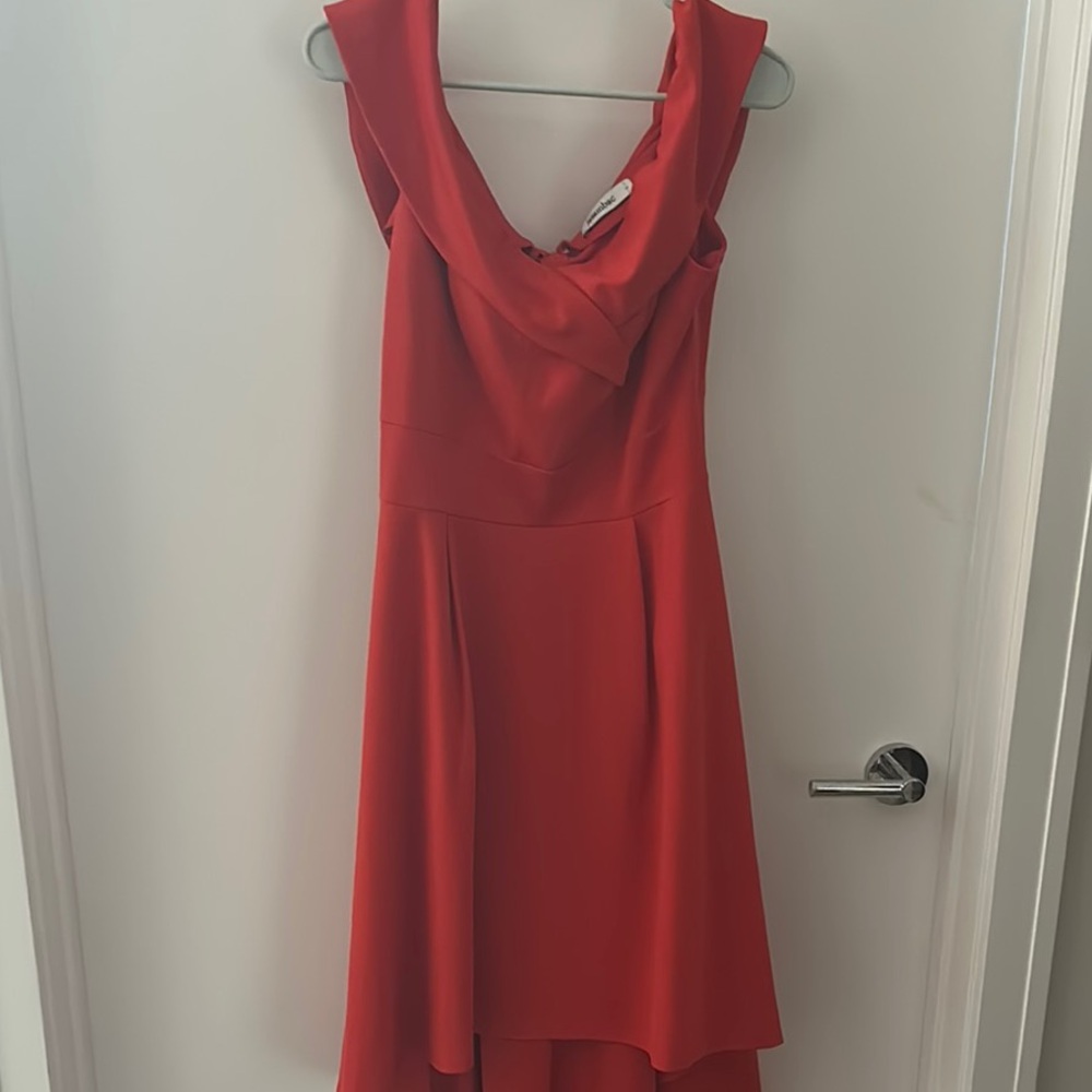 Elegant Scarlet High-Low Dress